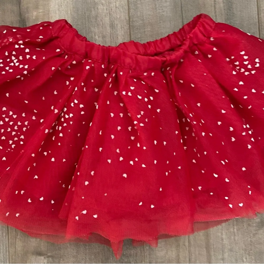 Gymboree Red Tulle Heart Pattern Skirt
